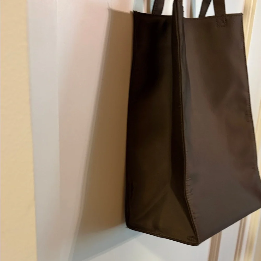 Saks Fifth Avenue Dark Brown Carryall Satin Tote - Picture 6 of 11